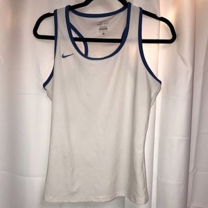 Nike Dri-Fit White Tank blue trim